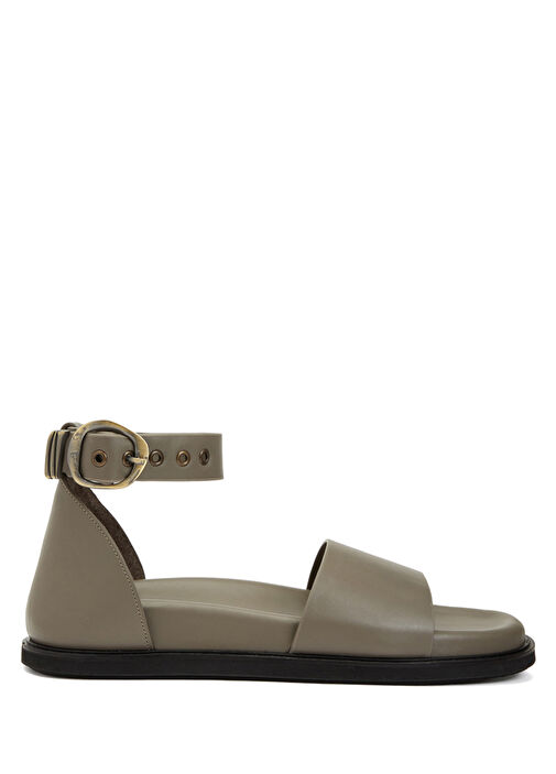 Haki Kadın Deri Sandalet - Görsel 2