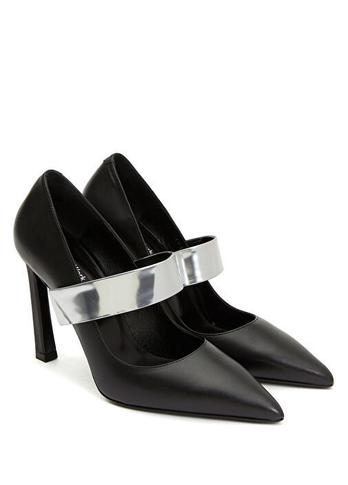 Siyah Deri Stiletto - Görsel 3