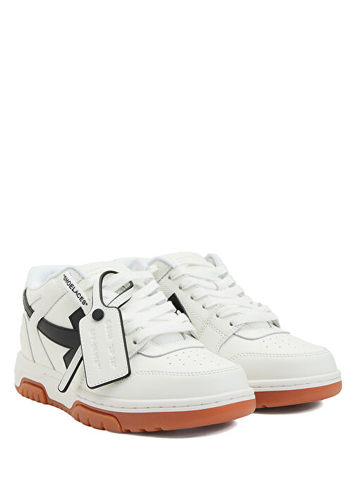 Beyaz Logo Detaylı Kadın Deri Sneaker - Görsel 3