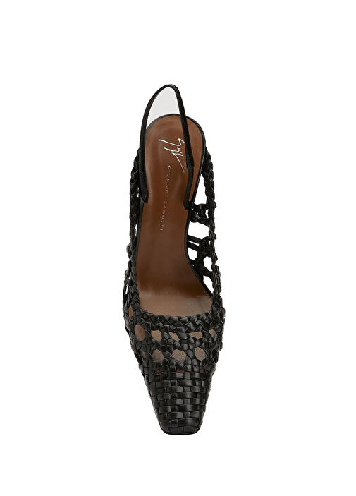 Siyah Deri Topuklu Ayakkabı - Görsel 5