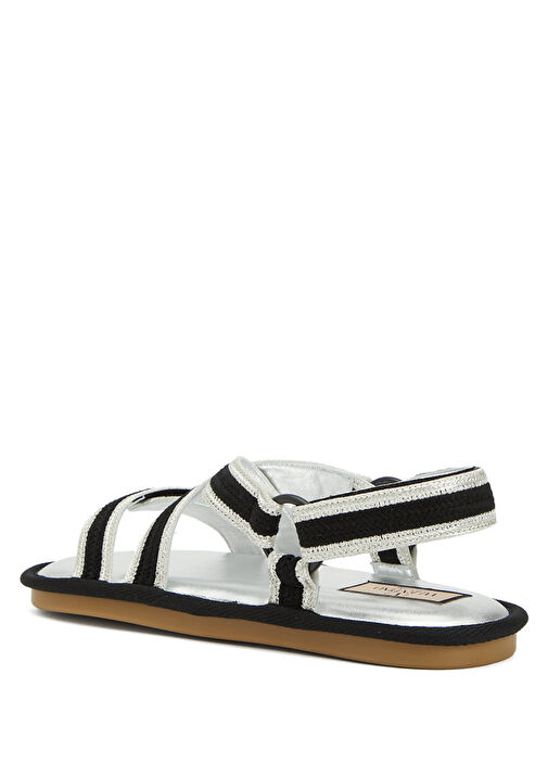 Siyah Silver Kadın Deri Sandalet - Görsel 4