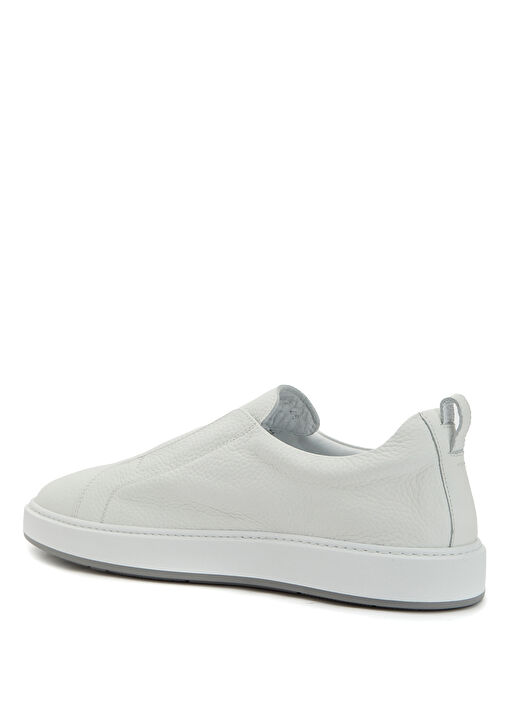 Beyaz Erkek Süet Deri Sneaker - Görsel 4