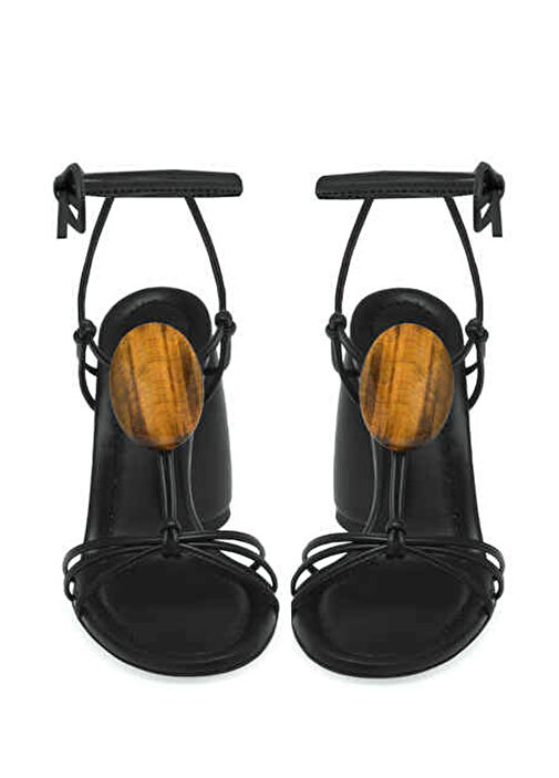 Pedra Siyah Kadın Deri Sandalet - Görsel 4