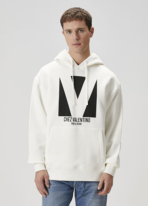 Valentino Fildi i Erkek Fildi i Kapu onlu Logo Bask l Sweatshirt 1608178 Beymen