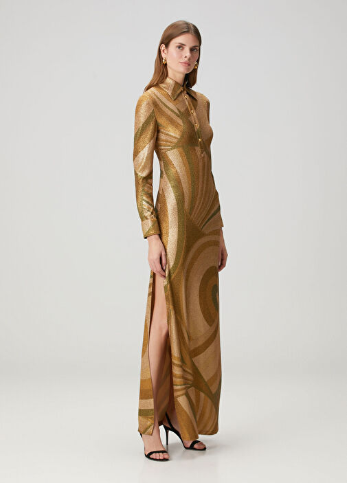 Pucci - Gold Patterned Maxi Dress