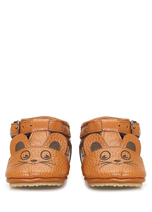 Taba Desenli El Yapımı Unisex Bebek Deri Ayakkabı - Görsel 4