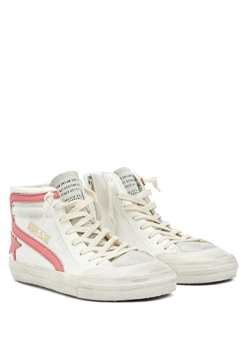 Slide Pembe Beyaz Kadın Deri Sneaker - Görsel 3