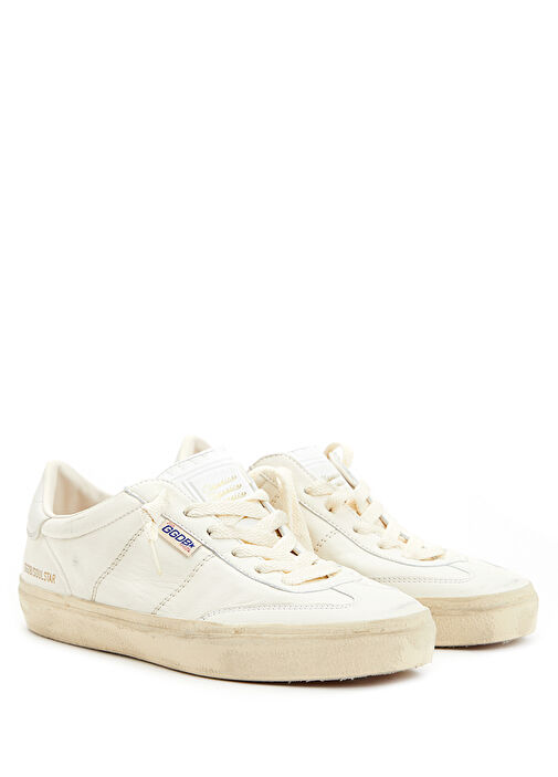 Beyaz Logolu Kadın Deri Sneaker - Görsel 3