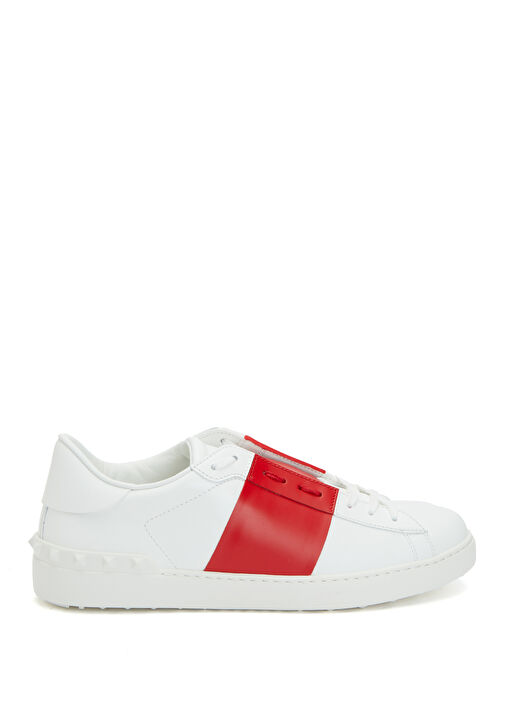 Open Kırmızı Beyaz Erkek Deri Sneaker - Görsel 2
