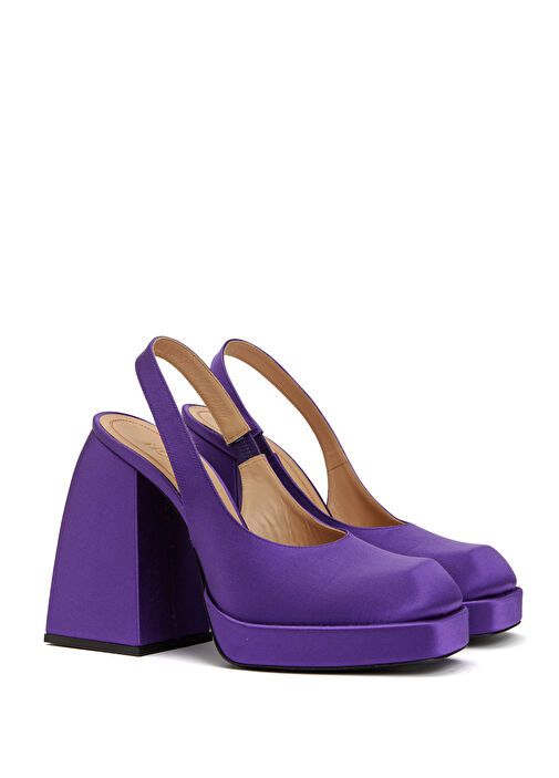 Mor Dokulu Topuklu Ayakkabı - Görsel 3