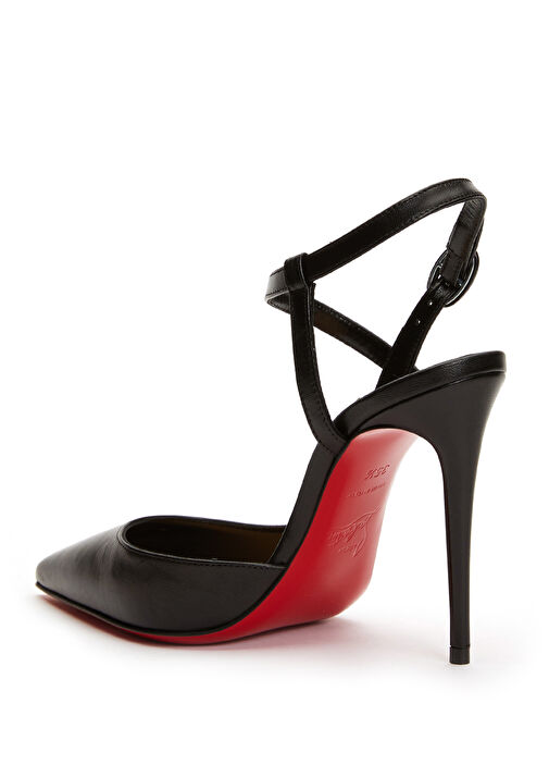 Siyah Deri Topuklu Ayakkabı - Görsel 4