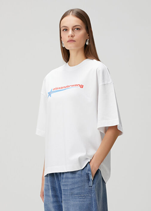 Alexander Wang - Beyaz Logo Baskılı T-shirt - Beyaz