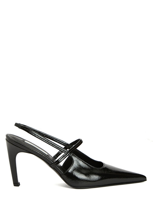 Siyah Deri Topuklu Ayakkabı - Görsel 2