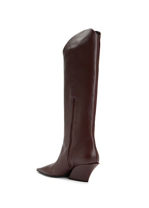 Bordo Kadın Deri Çizme - Görsel 4