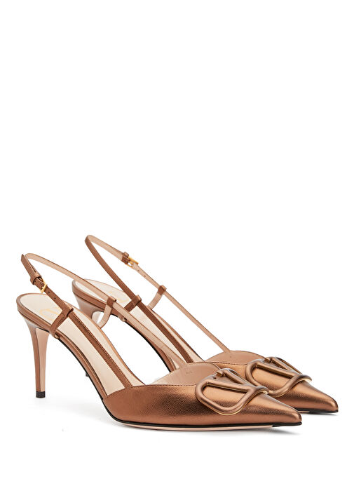 VLogo Bronz Deri Topuklu Ayakkabı - Görsel 3
