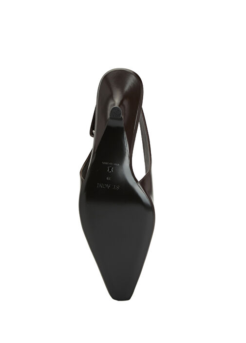 Utility Koyu Kahverengi Deri Topuklu Ayakkabı - Görsel 6