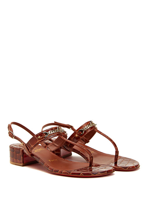 Koyu Kahverengi Kadın Deri Sandalet - Görsel 3