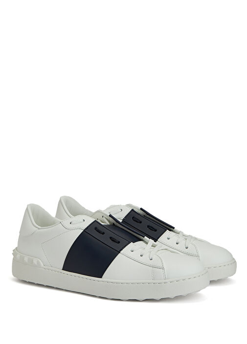 Open Lacivert Beyaz Erkek Deri Sneaker - Görsel 3