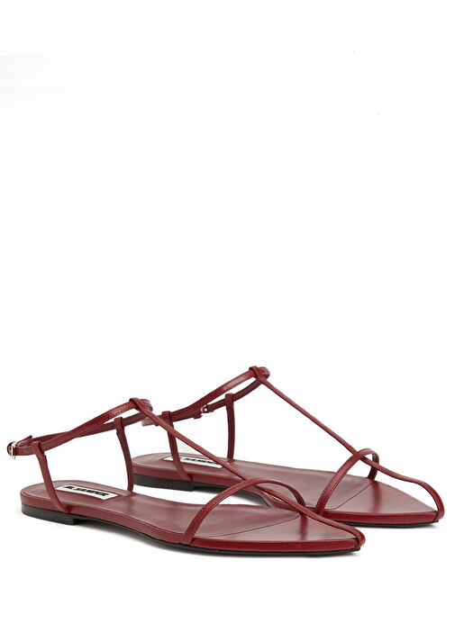 Kırmızı Kadın Deri Sandalet - Görsel 3