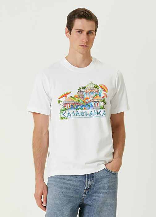 Casablanca - White Logo Printed Organic Cotton T-shirt