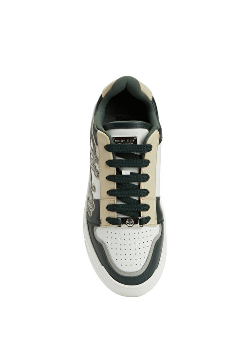 Beyaz Yeşil Erkek Deri Sneaker - Görsel 5