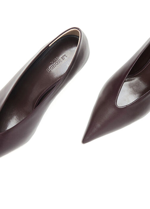 Koyu Kahverengi Deri Topuklu Ayakkabı - Görsel 5