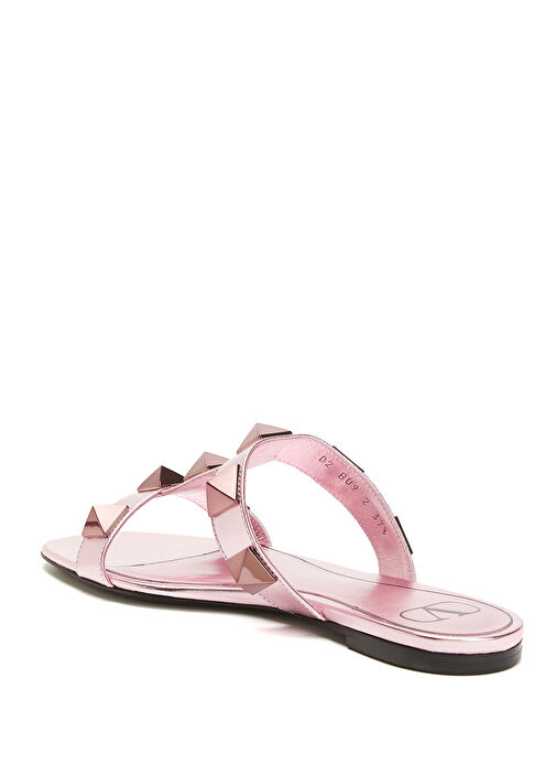 Rockstud Pembe Kadın Deri Terlik - Görsel 4