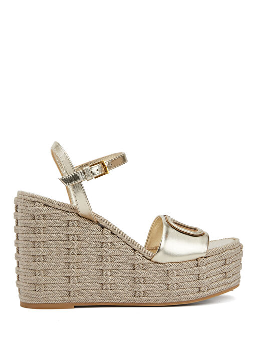 Gold Logo Detaylı Kadın Deri Espadril - Görsel 2