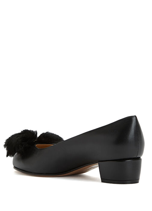 Siyah Deri Topuklu Ayakkabı - Görsel 4