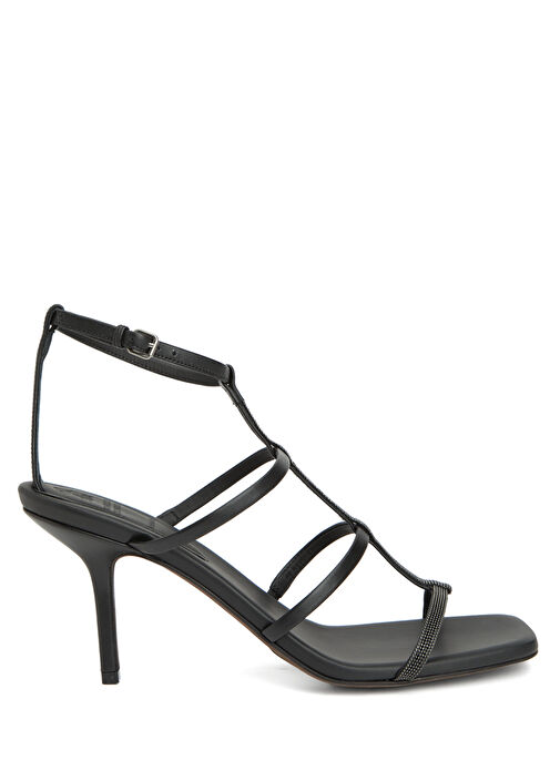 Siyah Kadın Deri Sandalet - Görsel 2