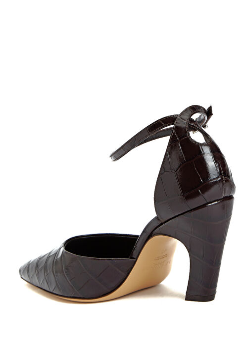 Victoria Koyu Kahverengi Deri Topuklu Ayakkabı - Görsel 4