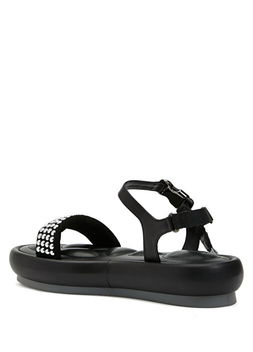 Siyah Kadın Deri Sandalet - Görsel 4