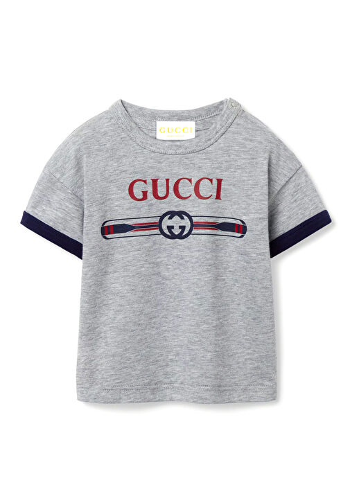 Gucci - Açık Gri Logo Baskılı Erkek Çocuk T-shirt - Açık Gri