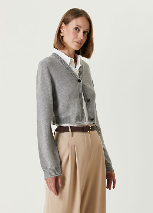 Chloe Grey Short Cashmere Cardigan