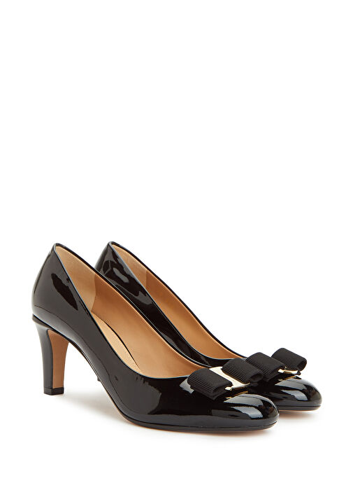 Siyah Deri Topuklu Ayakkabı - Görsel 3