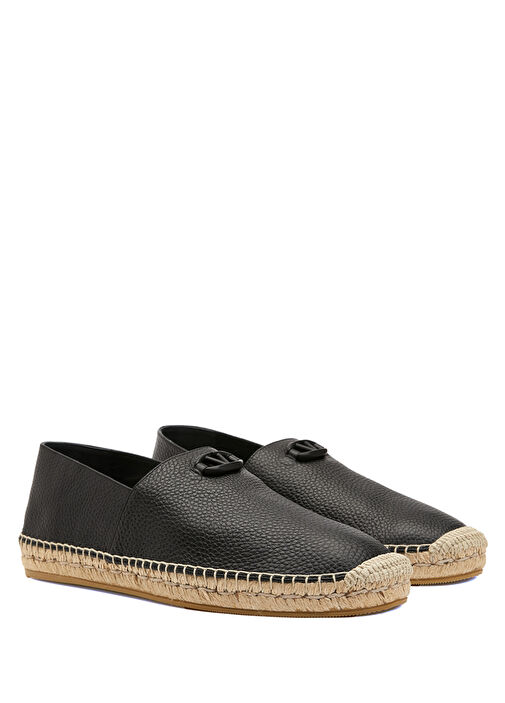 サンダル VALENTINO GARAVANI Black Leather Vlogo Espadrilles Valentino Garavani VLogo Leather Espadrilles | Black