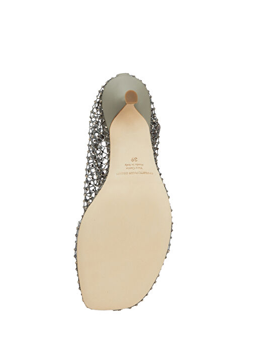 Minette Gri Taşlı Transparan Topuklu Ayakkabı - Görsel 6