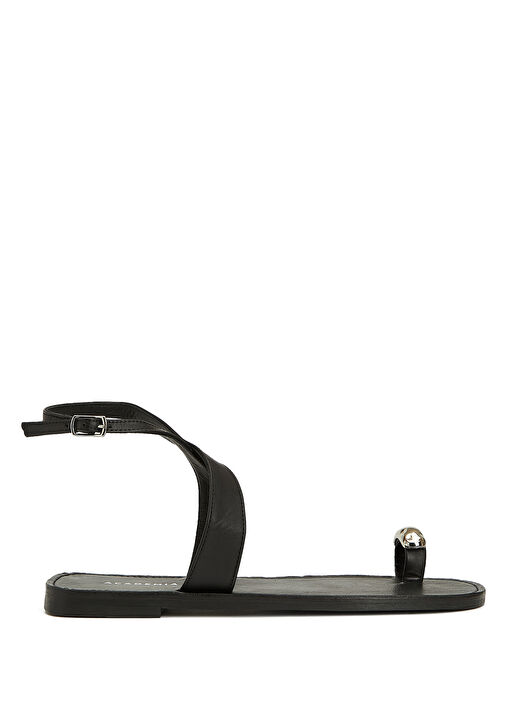 Siyah Kadın Deri Sandalet - Görsel 2