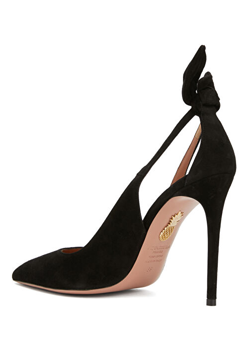 Bow Siyah Deri Topuklu Ayakkabı - Görsel 4