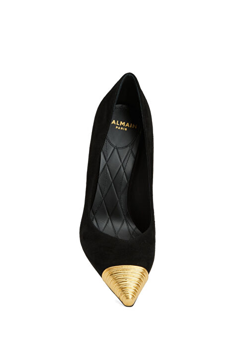 Lipstick Siyah Gold Deri Topuklu Ayakkabı - Görsel 5