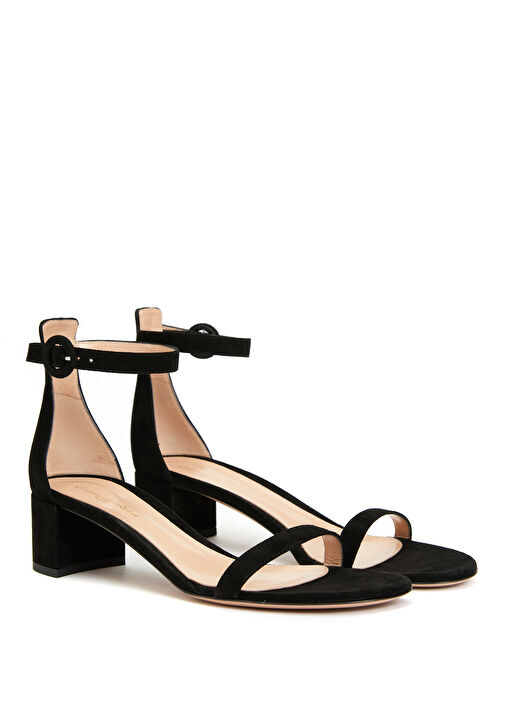 Siyah Kadın Süet Sandalet - Görsel 3