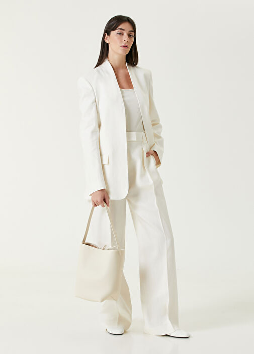 The Row - Antone Off-White Wide Leg Linen Pants