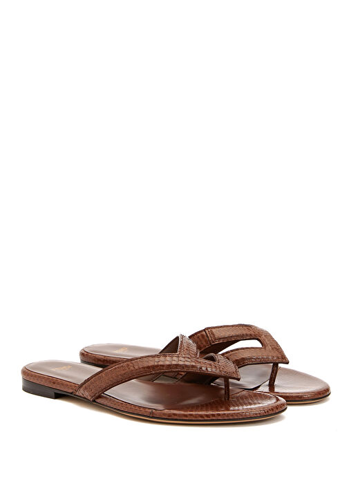 Kahverengi Kadın Deri Terlik - Görsel 3