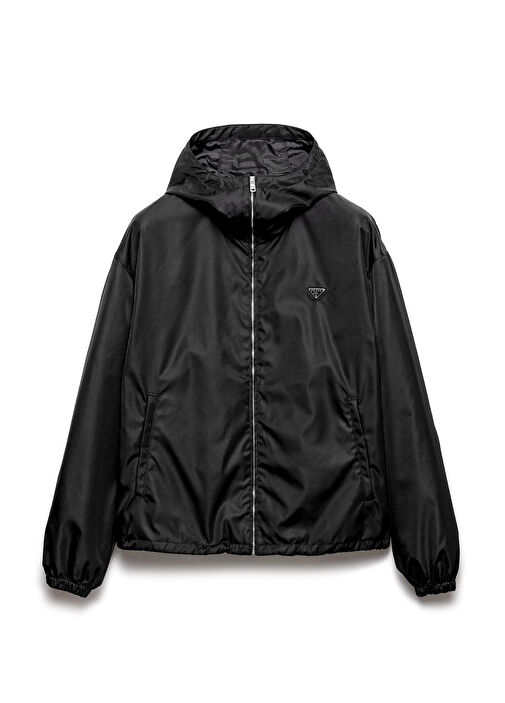 Prada Siyah Erkek Re-Nylon Siyah Kapüşonlu Erkek Ceket 1805957