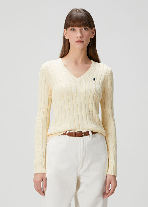 Krem Saç Örgülü Triko