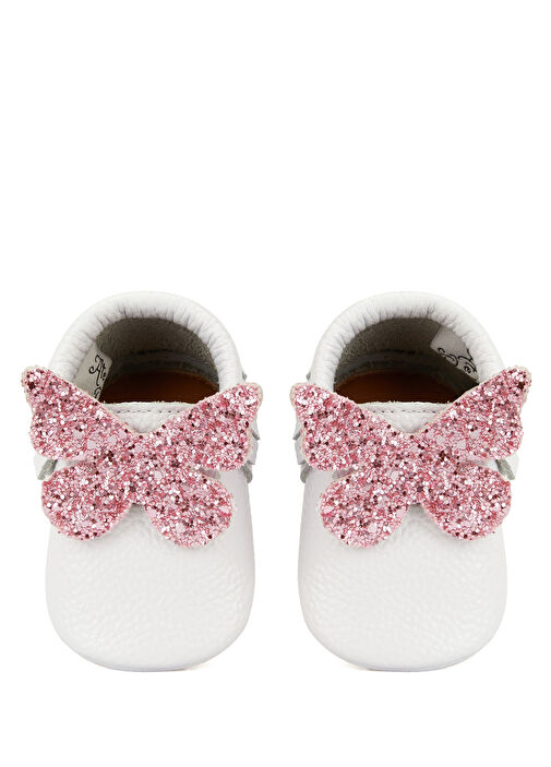 Beyaz Aksesuar Detaylı Kız Bebek Deri Ayakkabı - Görsel 8