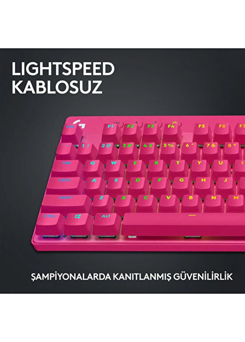 Logitech - G Pro X Tkl Lightspeed Kablosuz Lighsync Pembe RGB