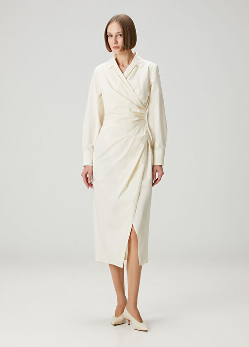 cream midi shirt dress Oversized Ivory Midi Shirt Dress - All Dresses