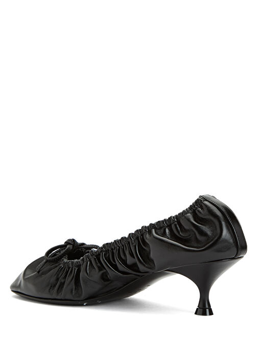 Siyah Deri Topuklu Ayakkabı - Görsel 4