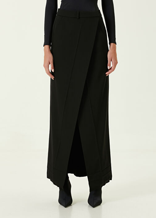 Balenciaga - Black Slit Detailed Maxi Wool Skirt